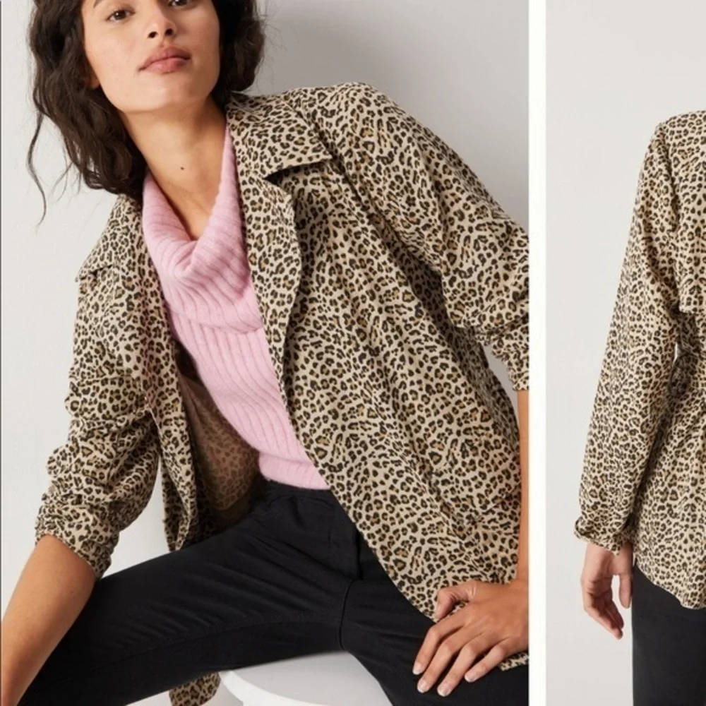 NWT Anthropologie Leopard Trench Coat - Picture 3 of 3